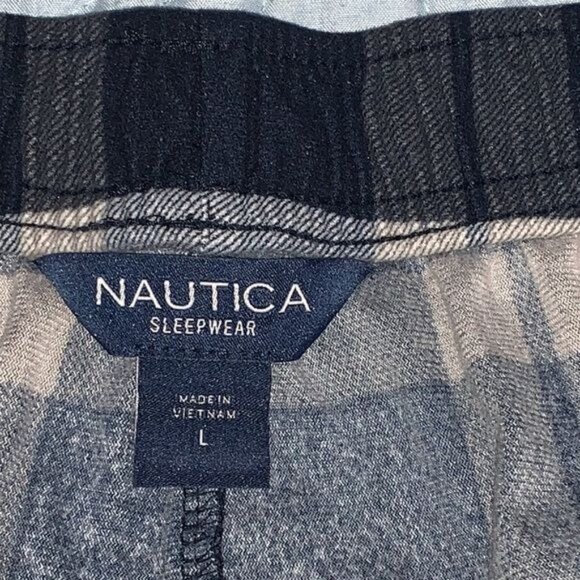 Nautica Womens Plaid Sleep Pants Size L Navy & Gray Polyester - Picture 2 of 9